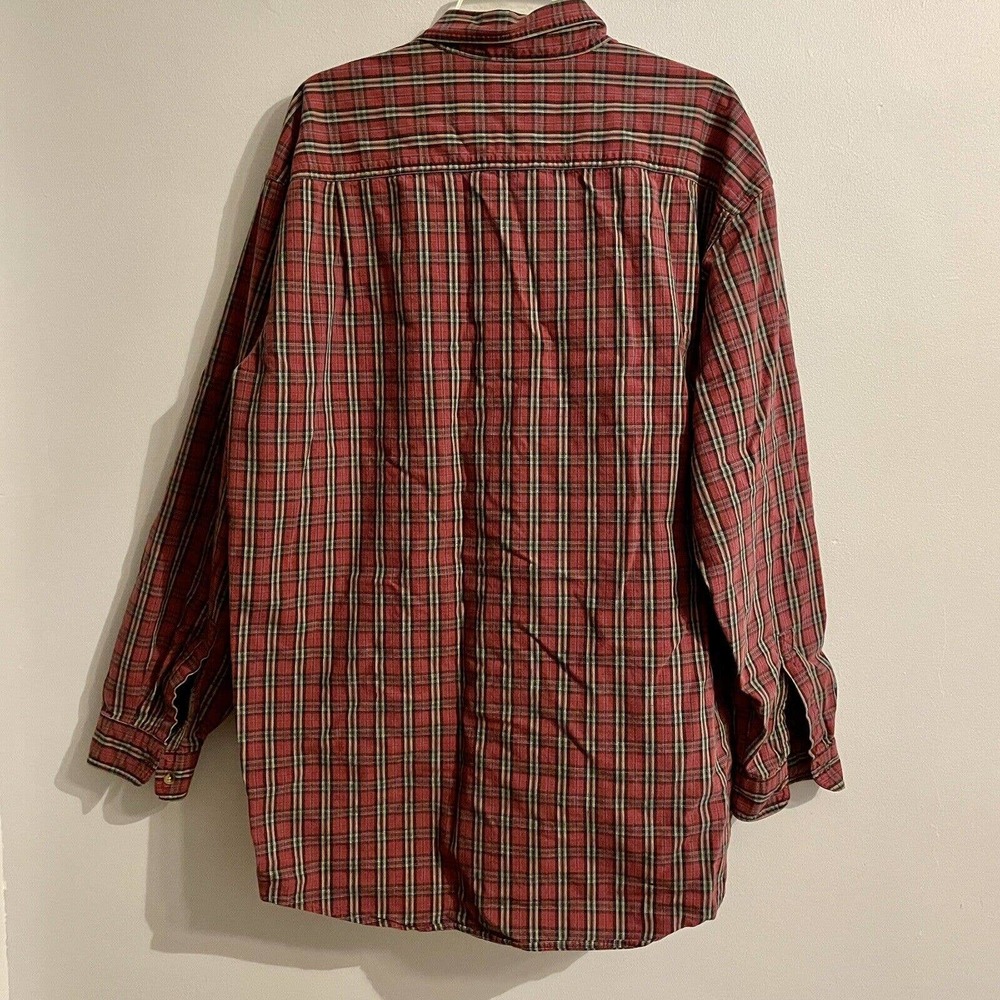 SOLD Vintage LL Bean XL Tall Kennebunk Sport Shirt Red Plaid O KR03 Cotton L/S - Picture 3 of 5